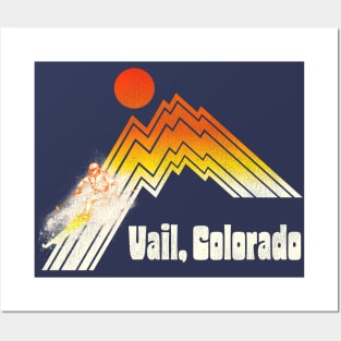 Vail Colorado 70s/80s Retro Souvenir Style Skiing Posters and Art